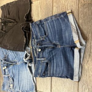 American Eagle Dark and Light Blue High Rise Shorts